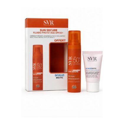 SVR Sun Secure Fluide Photo–Age 40ML + Hyalu Biotic Gelée Regénérante Repulpante 10mL (offerte)