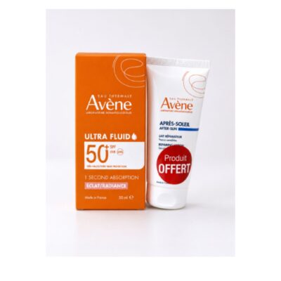 Avène Solaire Ultra Fluid Eclat Radiance SPF50+ + Lait Après-Soleil 30mL (OFFERT)