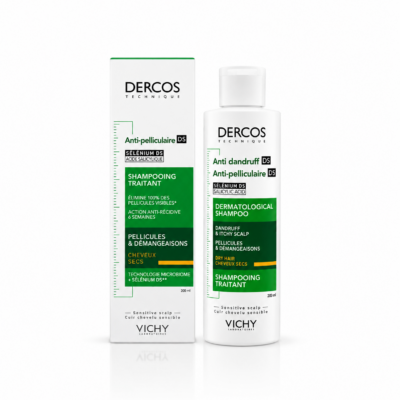 VICHY DERCOS Anti-Pelliculaire  Shampooing Traitant Cheveux Secs 200mL