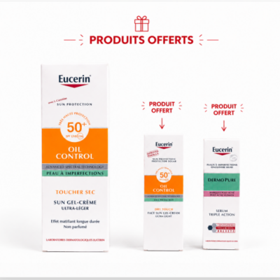 EUCERIN SUN PROTECTION OIL CONTROL GEL-CREME SPF 50+ 50 ML + 2 Produits Offerts