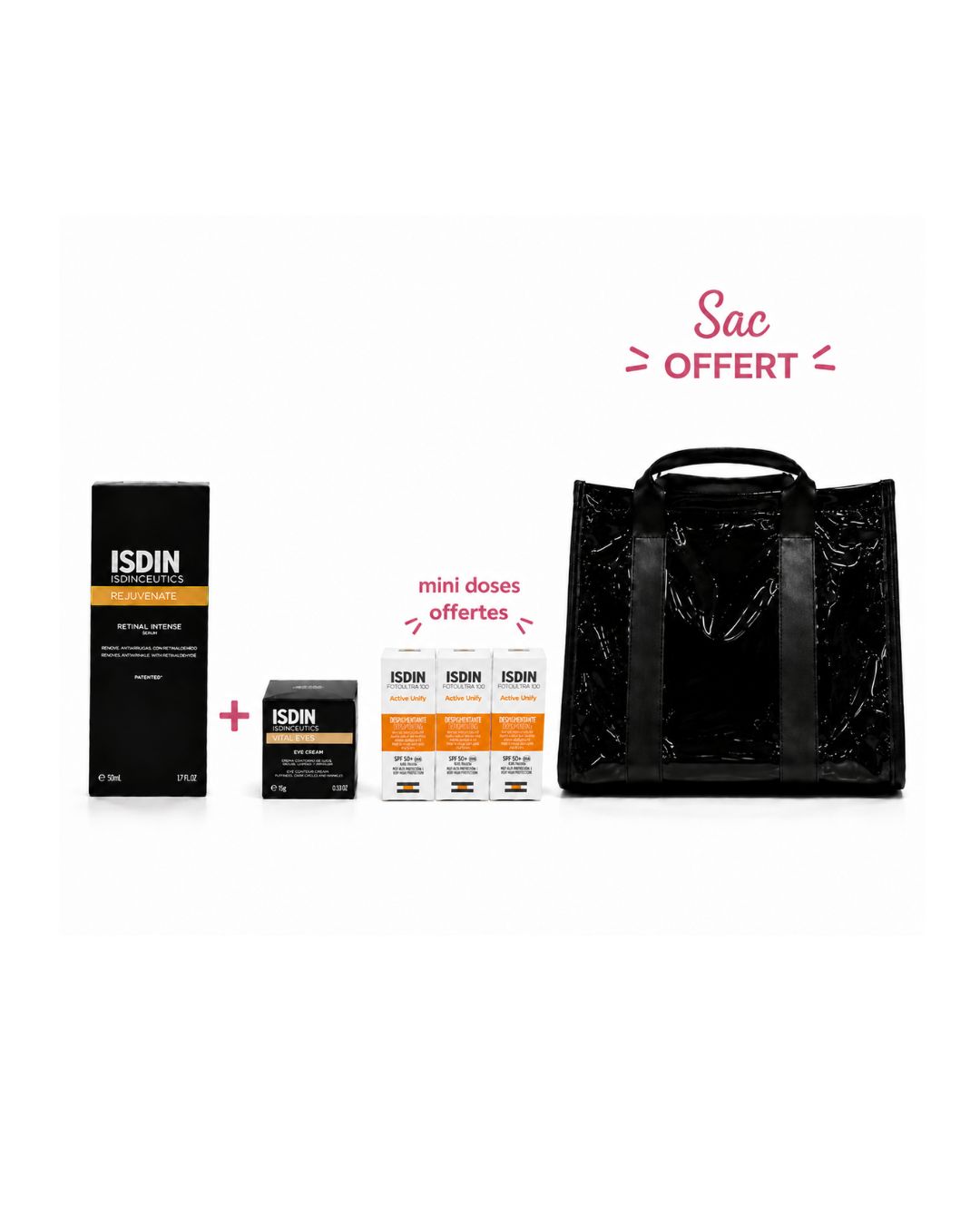 ISDIN Rejuvenate Retinal Intense Sérum 50mL + ISDIN Rejuvenate Vital Eyes 15Gr + 3 Mini Doses 2mL Et Sac Offerts