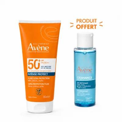 Avène Solaire Instense Protect Fluide Ultra Protection SPF50+ 150mL + Cleanance Gel Nettoyant 100mL (Offert)