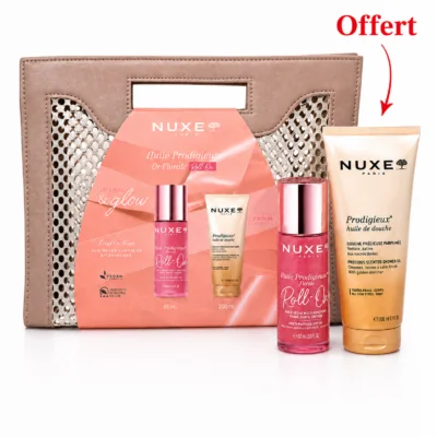 NUXE Sac Huile Prodigieuse Florale Roll-On 60mL Et Huile de Douche 200mL (Offert)