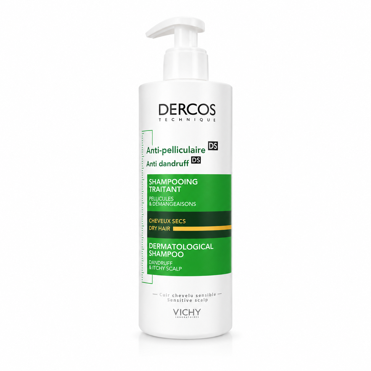 VICHY DERCOS SHAMPOOING ANTIPELLICULAIRE TRAITANT CHEVEUX SECS 390ML