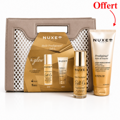 NUXE Sac Huile Prodigieuse Roll-On 60mL + Huile de Douche 200mL (Offerte)