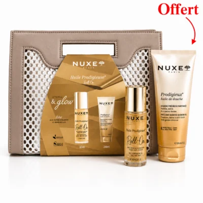 NUXE Sac Huile Prodigieuse Roll-On 60mL + Huile de Douche 200mL (Offerte)