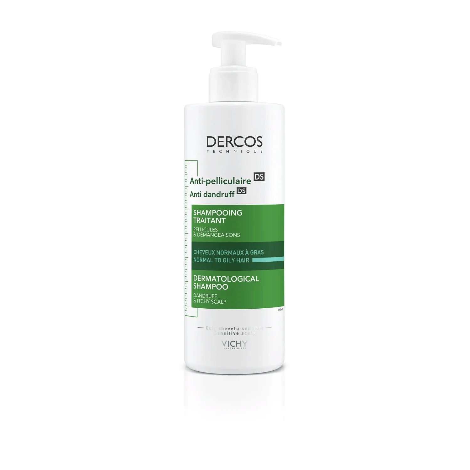 VICHY DERCOS Shampoing Traitant Anti-Pelliculaire Cheveux Normaux à Gras 390mL